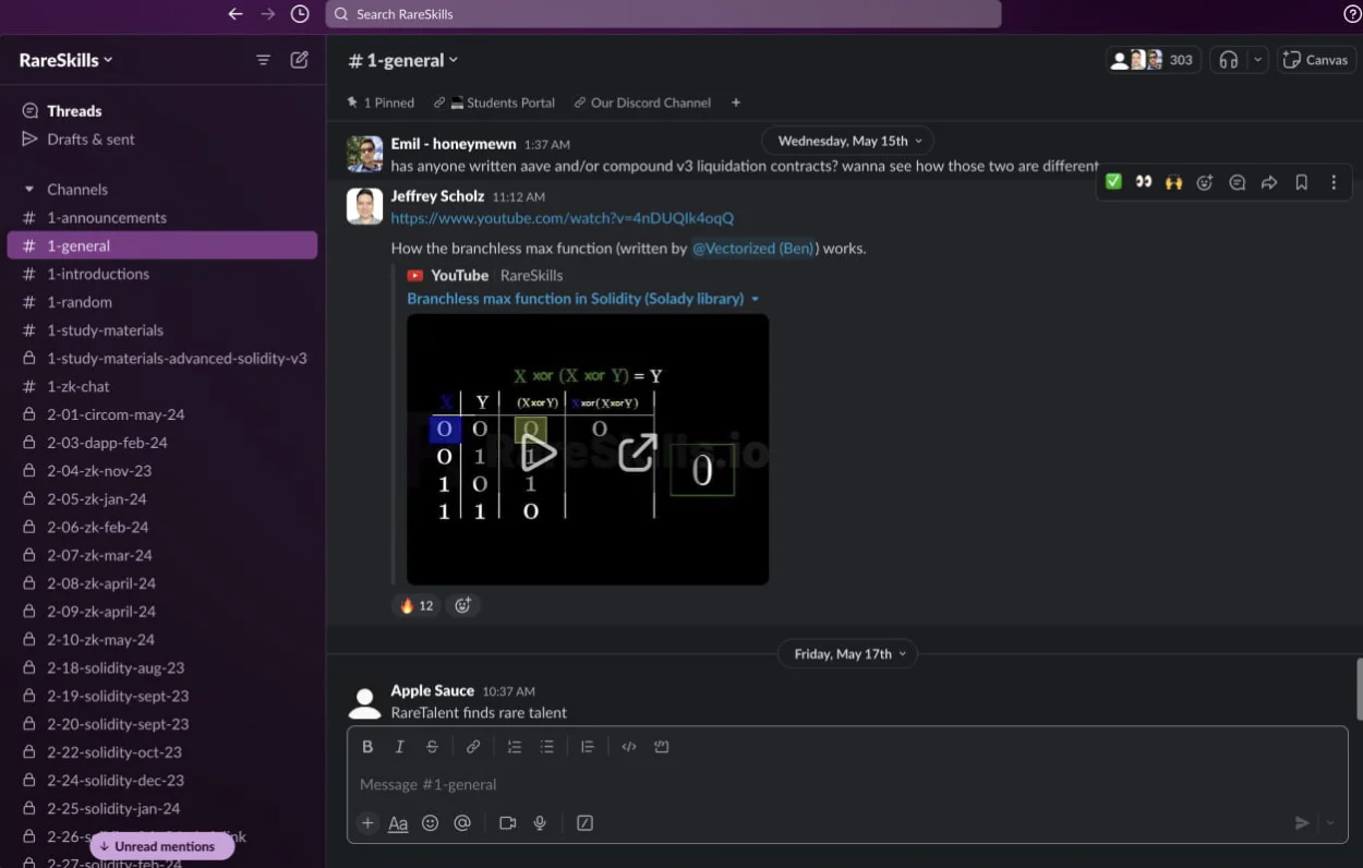 RareSkills community members collaborating and learning together